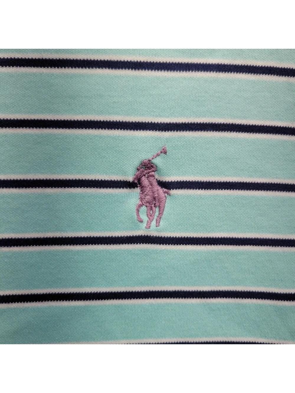 Polo Ralph Lauren Polo Shirt Mens Sz M Blue Black Striped Knit Short Sleeve